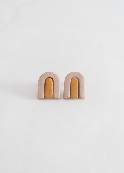 Large Arch Earrings  - Light Pink