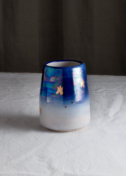 Gradient Gold Stars Vase - Midnight