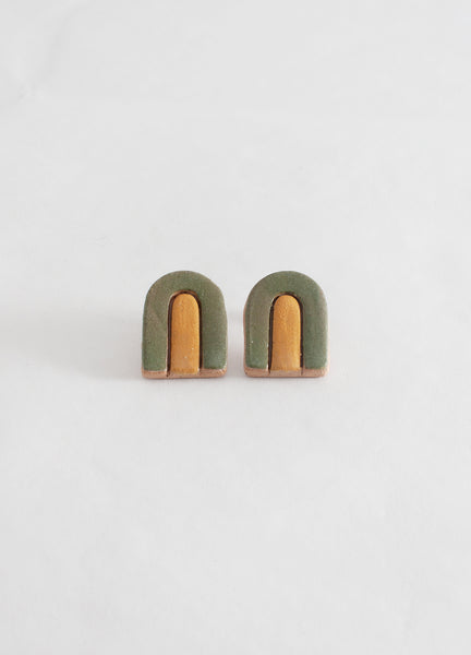 Large Arch Earrings  - Avocado Green